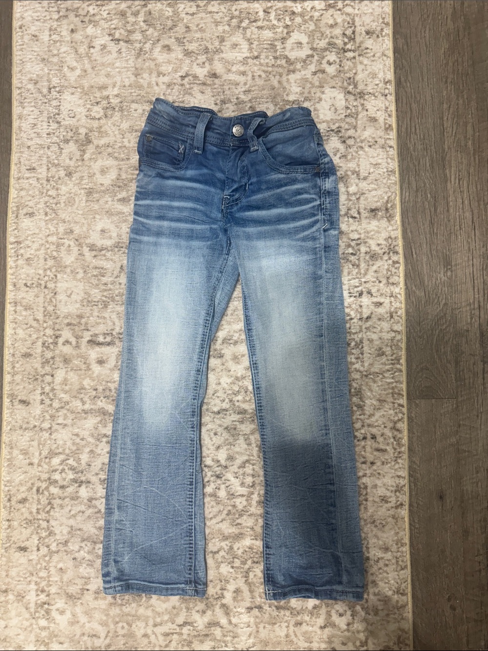 Kids Light Blue Faded Straight-Leg Jeans